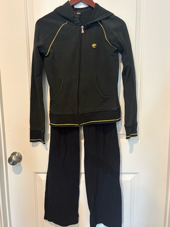 Versace Pants - Y2K rare, vintage Versace Sport track suit- Black w/Yellow Trim, XS